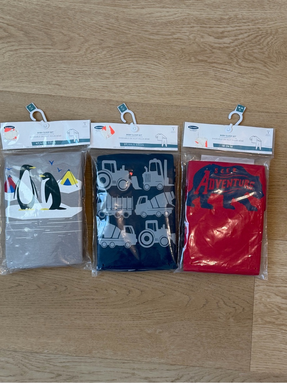 Old Navy Kids Pajama Set Trio - Navy, Black, Red Size 18-24M, 3T & 4T